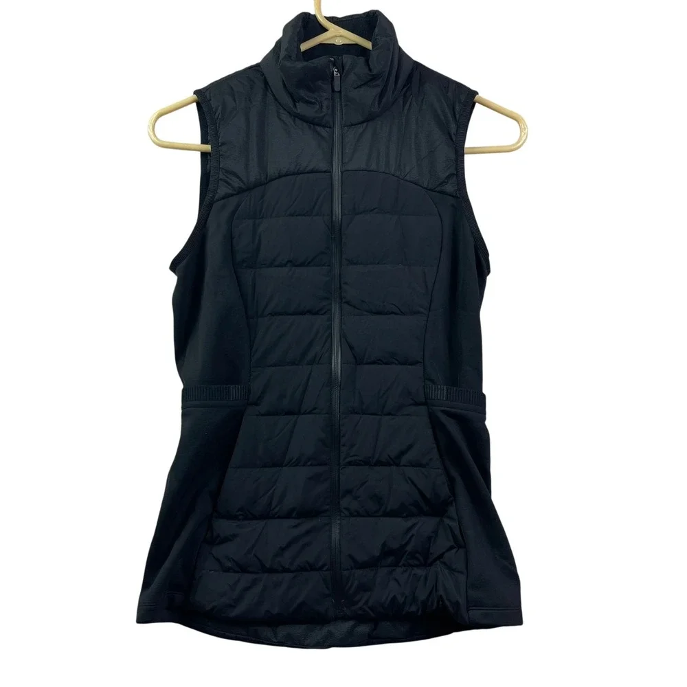 Lululemon Puffer Vest Womens 4 Black Goose Down Zip Up Pockets